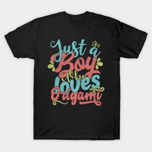 Just A Boy Who Loves Origami Gift graphic T-Shirt